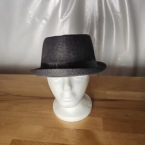 D&Y Fedora Hat Cap Men's M/L Gray with Satin Band Classic Retro Party NWT